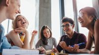 A small group of high school students