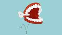 illustration of chattering-teeth windup toy