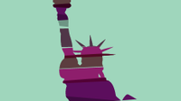 An illustration of the Statue of Liberty wrapped in swaths of various colors.