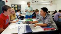Students working together in class.