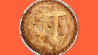 A whole apple pie with the Pi symbol baked in the crust