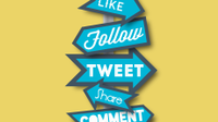 Graphic of a signpost with social-media directions