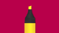 Illo of a very neon yellow highlighter against a magenta background