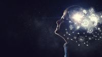 An illustration of the circuits firing in a young person's brain.