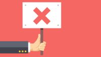 Illustration of a hand holding up a sign with a red X in the middle