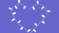 An illustration of a heart made out of colorful holiday lights.