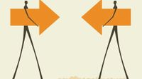 Two stick figures carrying arrows