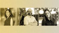 A collage of three adult portraits from left to right.