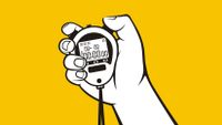 An illustration of a hand holding a stopwatch.