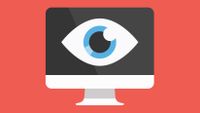 An illustration of an eyeball looking out from a computer screen.
