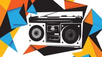 Stylized illustration of a boombox