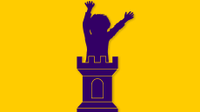 Silhouette of a boy jumping out of a chess piece