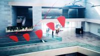 A mobile by Alexander Calder that hangs in the National Gallery of Art