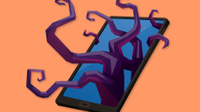 Illo of bare tree branches coming out of a mobile device