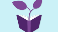 A seedling sprouting out of an open book