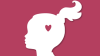 Illo of a profile silhouette of a girl with a heart in her head