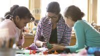 A group of students collaborate on a project.