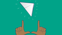 An illustration of two hands together making a football field goal shape and a triangular paper football moving between the field goal hands against a green backdrop.