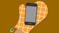 illustration of a smartphone on a hotpad