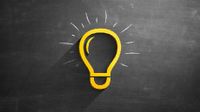 illustration of a light bulb on a blackboard