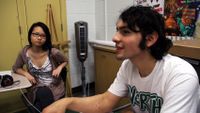 Students are speaking in the classroom