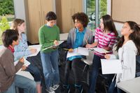 Students meeting together in a reading group