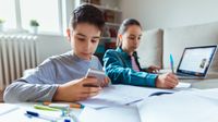 Kids doing digital homework