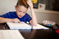 Boy frustrated over math homework