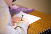 Student taking a multiple choice test
