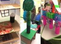 A photo collage of a school makerspace
