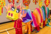 Students participating in Chinese New Year celebration at school 