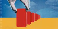 Illustration concept showing a row of dominoes