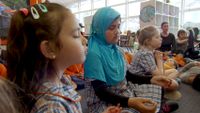 Students at Wooranna Park Primary School practicing a mindfulness meditation