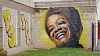 A mural of Maya Angelou at the P.S. 316 in Prospect Heights, Brooklyn, New York