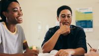 High school students working together in a group