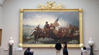 People view Washington Crossing the Delaware by Emanuel Leutze displayed at the Metropolitan Museum of Art