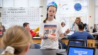 A sixth-grade student shares her project about weather-related natural disasters.