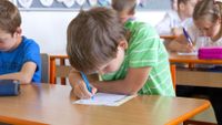 A student takes a vocabulary quiz.