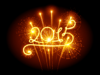 A photo of the word "2015" written with fireworks.