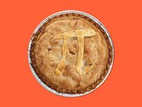 A whole apple pie with the Pi symbol baked in the crust