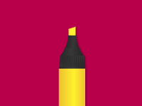 Illo of a very neon yellow highlighter against a magenta background