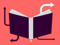 Illo of an open book with arrows coming out of the pages