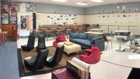 A high school classroom with flexible seating.