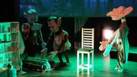 Ten-foot puppets on stage