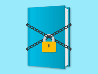 illustration of a book with a lock and chains around it