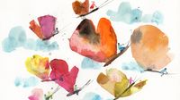 Kids riding on butterflies