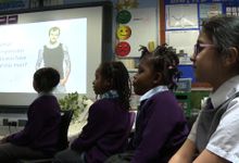Primary school students are in the classroom with 