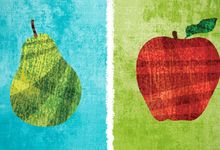 Illustration comparing a pear and an apple