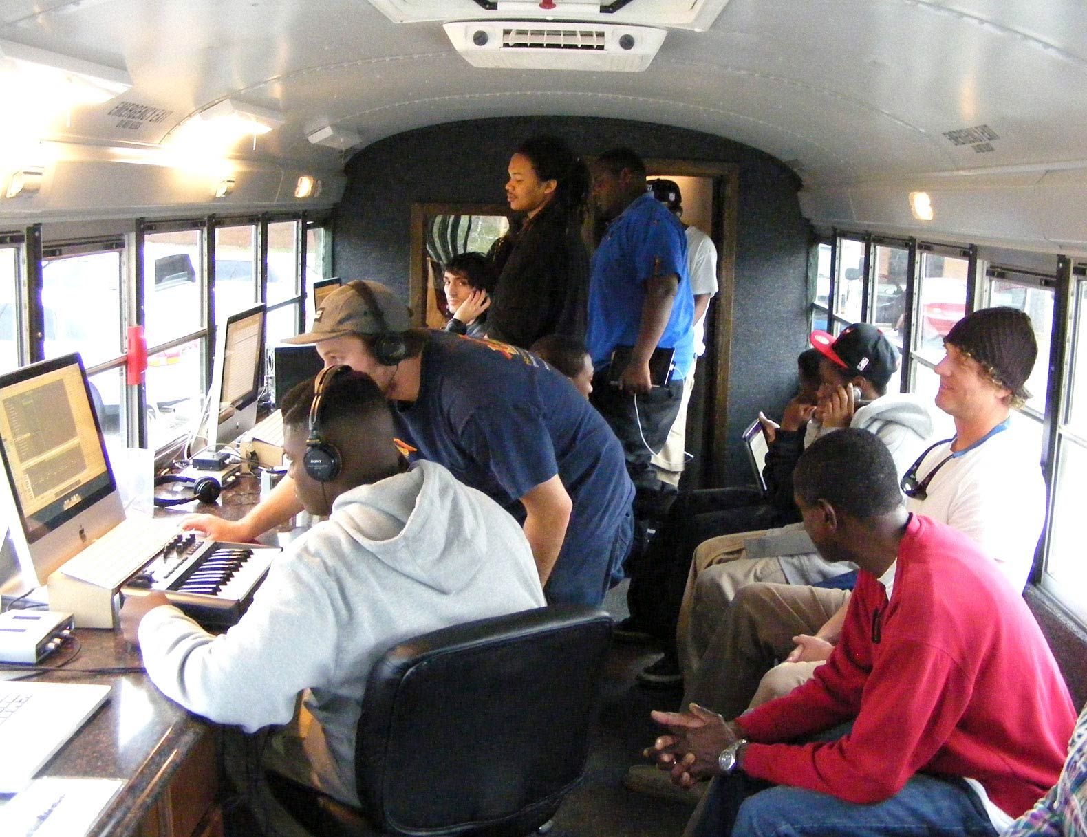 The mobile recording studio provides at-risk youths with a safe space to explore music while learning the technical skills needed to produce it.