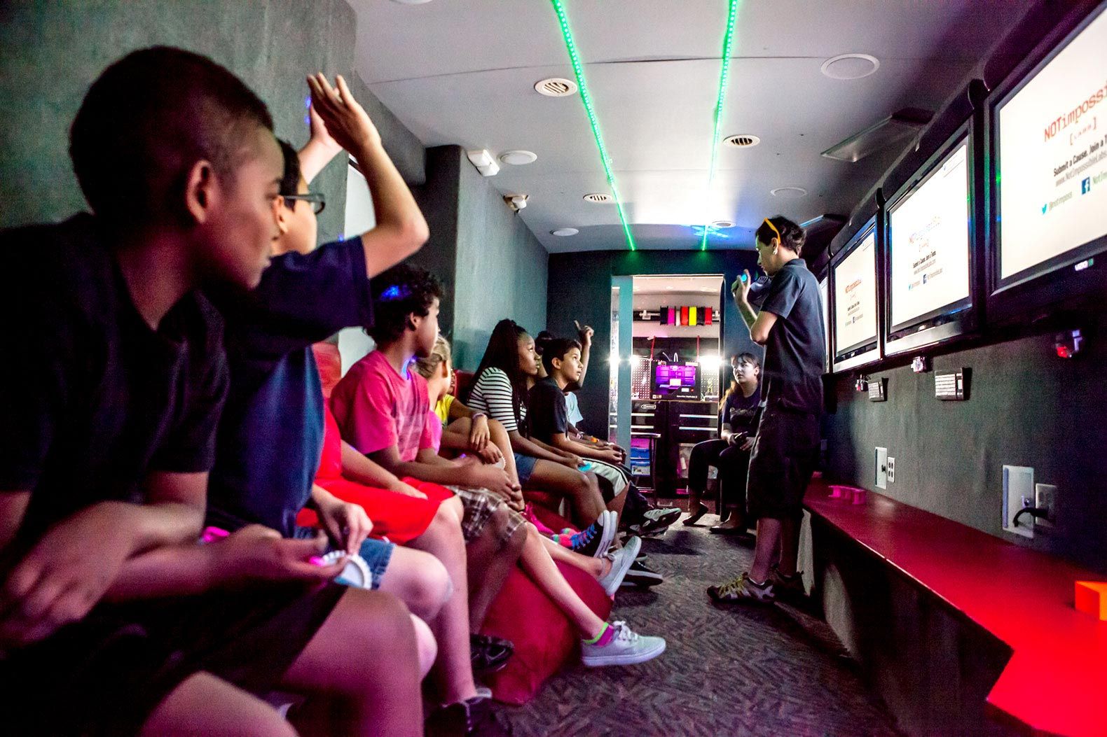 The 40-foot RV is equipped with tools like wind turbine kits and tiny programmable computers that can be used in building robots.